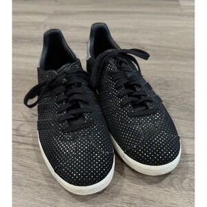 Adidas Gazelle Women's Black Suede Sparkle Shoes Size 7. EUC